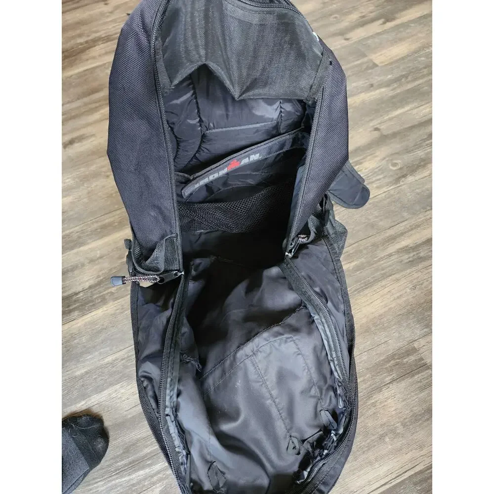 IRONMAN Black Gray Backpack Official Logo Design Athletic Gym Workout Bag Hiking